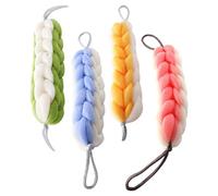 Ipetboom Lot de 4 Brosses Exfoliantes Corps Dos, 4 Couleurs, Tissées la Main, Accessoires de Bain pour Soin Corporel, Salle de Bain, Exfoliant Doux et Solide