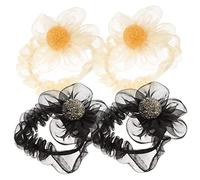 Ipetboom Lot de 4 Chouchous Élastiques à Fleurs en Maille Accessoires de Cheveux Élastiques Solide et Élégants pour Toutes Têtes de Cheveux