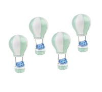 Ipetboom Lot de 4 Décorations de Gâteau d'Anniversaire en Résine Éléphants Verts et Montgolfières Décoration de Gâteau Garçon et Filles Accessoire Original pour Fête d'Anniversaire