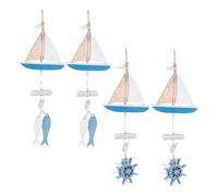 Ipetboom Lot De 4 Décorations Murales Rustiques En Style Nautique, Style Méditerranéen, Avec Pendentif Volant, Pour Une Décoration Murale Thème Et Plage