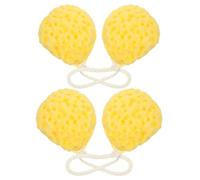 Ipetboom Lot de 4 Éponges de Bain Alvéolées Jaunes Ultra Douces Exfoliant Corporel Naturel Mousse Dense pour Spa Relaxante Nettoyage Profond pour Adultes Gommage Doux et Hygiénique
