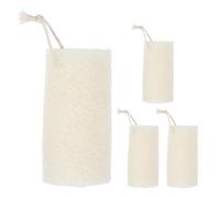 Ipetboom Lot de 4 éponges exfoliantes naturelles en loofah pour le bain et la douche, pour hommes et femmes, accessoires de gommage