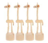 Ipetboom Lot De 4 Figurines De Girafe en Figurines De Bureau Ornements Marionnettes À Pousser Marionnettes À Doigts Dansantes Exquises Figurines De Petites Girafes en