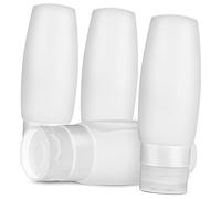 Ipetboom Lot De 4 Flacons Pulvérisateurs en Silicone pour Voyage Flacons De Voyage Vides Rechargeables À Presser pour Lotion Shampoing Gel De Silice Blanc