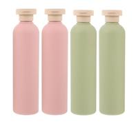 Ipetboom Lot de 4 Flacons Souples Rechargeables en PE 260 Ml Vert Avocat Bouchon à Clapet Étanche Distributeurs pour Shampoing Gel et Lotion Adaptés aux Voyages et Courts Séjours
