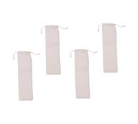 Ipetboom Lot De 4 Paquet à Cordon en Lin Beige 25 x 8 Cm, Pochettes De Rangement Solide, Coton Et Lin Naturel, Adaptées pour Pailles INOX Et Couverts Réutilisables, Usage Voyage Et Quotidien