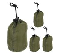 Ipetboom Lot de 4 Paquet de Rangement Imperméables pour Ponchos Pochette à Cordon en Nylon Vert Olive Format Compact Fond Arrondi Résistant à la Pluie Camping Randonnée et Voyages