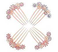 Ipetboom Lot de 4 peignes à cheveux en strass : pinces à cheveux décoratives pour femmes - accessoire vintage unique - fourchette à peigne mignonne pour coiffures hautes pour filles
