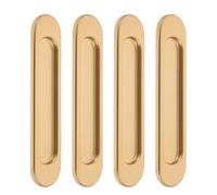 Ipetboom Lot de 4 Poignées de Porte Coulissante sans Perçage Encastrées Ovales en Alliage d'Aluminium Doré Auto-Adhésives pour Portes Vitrées Placards et Quincaillerie Pratique et