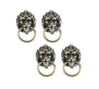 Ipetboom Lot de 4 Poignées de Porte en Alliage Forme Tête de Lionceau Petite Taille Finition Cuivre Brossé Poignées de Tiroir et Placard pour Meubles Armoires et Commodes Style