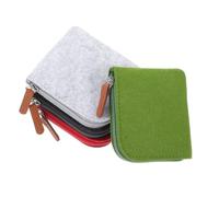 Ipetboom Lot de 4 Porte-Monnaie en Feutre Mini Portefeuille Zippé Imperméable pour Fille Usage Quotidien Paquet Monnaie Rouge Gris Clair Vert Gris Foncé