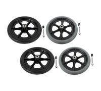 Ipetboom Lot de 4 Roues Pivotantes 20 CM pour Fauteuil Roulant - Roues Pleines Antidérapantes en Caoutchouc Noir et Gris - Remplacement pour Déambulateur Poussette et Fauteuil Roulant