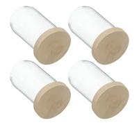Ipetboom Lot de 4 Sets de Mini Cloches en Verre Transparentes 38x25 Mm avec Socle en Bois Naturel, Dômes de Verre pour Micropaysage DIY, Décoration Intérieure avec Fleurs Éternelles