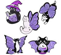 Ipetboom Lot de 5 Broches Décoratives de Chat Violet Ailes d’Insecte Épingles à Revers pour Vêtements et Paquet Ornement de Vêtement Féminin et Originale