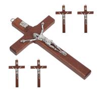 Ipetboom Lot de 5 Pendentifs Croix Chrétienne en Bois Couleur Brun Foncé Breloques pour Création de Bijoux DIY Pendentifs Croix pour Bracelets et Colliers Religieux Symboles Spirituels