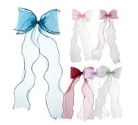 Ipetboom Lot De 6 Barrettes À Cheveux En Organza Avec Nœud Pour Filles Accessoires Pour Cheveux De Princesse Avec Longue Queue Pour Femmes Déguisements De Fées Mariages Et