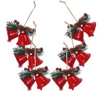 Ipetboom Lot de 6 Cloches de Noël en Métal Peint Pendentifs Rouges à Double Ouverture Décorations Suspendues pour Sapin et Intérieur Ornement Festif Léger et Sonore pour Fête de Noël