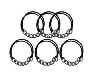 Ipetboom Lot de 6 Élastiques à Cheveux en Alliage Électroplaqué Noir Torsadé - Bracelets Élastiques pour Queue de Cheval - Accessoires Coiffure Polyvalents pour Demoiselles D’Honneur et