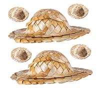 Ipetboom Lot De 6 Mini Chapeaux De Paille pour Cocktail, Petits Décors en Rotin Naturel, Accessoires Décoratifs, pour Fêtes Hawaïennes Et Soirées Bar, Décorations De Verres à Cocktail