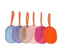 Ipetboom Lot de 6 Pochettes à Savonnette Exfoliantes en Filet Taille Ovale Couleurs Assorties Sachets à Savonnette Suspendus Exfoliation Douce du Corps Séchage Rapide