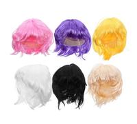 Ipetboom Lot de 6 set de Perruques Bob Courtes Colorées en Fibres Synthétiques Perruques Cosplay pour Femmes et Filles Couleurs Variées pour Fêtes Soirées et Déguisements