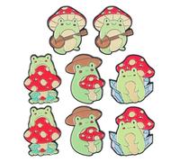 Ipetboom Lot de 8 Broches Dessin Animé en Alliage de Zinc Motifs Grenouille et Champignon Mignons Accessoires Décoratifs Polyvalents pour Paquet à Dos Chapeaux et Vêtements - Épingles
