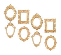 Ipetboom Lot de 8 Mini Cadres Photo Vintage Dorés en Résine Baroque Petits Cadres Anciens Décoratifs pour Photobooth Mariage et Maison de Poupée Accessoires Déco Rétro Polyvalents