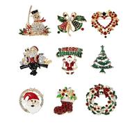 Ipetboom Lot de 9 Broches Créatives de Noël en Alliage Vintage Décorations Mode pour Vêtements Paquet Chapeaux - Accessoires Festifs Uniques pour Soirées et Présents