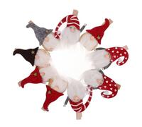 Ipetboom Lot de 9 Pinces Décoratives en Bois Père Noël Accessoires à Pince pour Décoration de Fête Ornements Créatifs pour Noël Clips Polyvalents pour Photos et Mémos Style Aléatoire