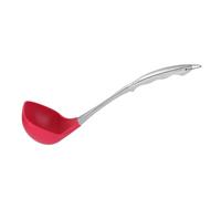 Ipetboom Louche Silicone Rouge avec Manche Inoxydable Long Ustensile Cuisine Antiadhérent Cuillère Service Polyvalente pour Soupe et Pâtisserie Facile à Nettoyer et Suspendre