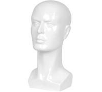 Ipetboom Mannequin Homme Blanc Brillant pour Exposition Perruques Chapeaux et Lunettes Support Multifonctionnel Lisse pour Coiffure Séchage et Présentation Modèle Réaliste Masculin