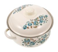 Ipetboom Marmite en Émail 2 Poignées Ergonomiques Anti-corrosion Petit Pot Multifonction pour Cuisson sur Plaque, Préparation Sauces et Plats Maison, Casserole Émaillée Polyvalente Cuisson