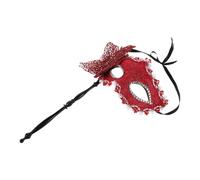 Ipetboom Masque Vénitien à Main Motif Dragon Rouge avec Bâton Masque pour Carnaval Mardi Gras Bal Masqué Fête de Noël et Soirée Costumée
