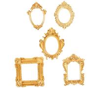 Ipetboom Mini Cadres Photo Vintage Cadre Décoratif Multifonction en Résine Dorée Ensemble de 5 à Forme Unique pour Fond Photo ou Boutique D'ongles