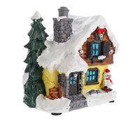 Ipetboom Mini Chalet de Noël en Résine Décoratif pour Fêtes, Maison Lumineuse sans Piles, Petits Chalets pour Décoration Intérieure, Ambiance Festive Salon et Table