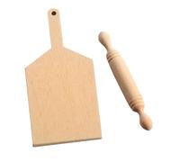 Ipetboom Mini House Cutting Board and Rolling Pin Set Lightweight Mini Toy for Imaginative Play and Miniature Decoration Accessory for Dollhouse Photography Prop
