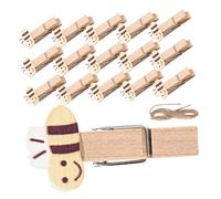 Ipetboom Mini Pinces à Linge en Abeille 50pcs avec Ficelle De Jute Pinces à Photos Artisanales Colorées Accessoire De Décoration pour Et Loisirs