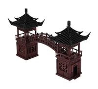 Ipetboom Miniature Pagoda Pavilion Décor avec Pont Figurine de Jardin Zen Asiatique Accessoire pour Micro Paysage et Terrarium Ornement et Élégant