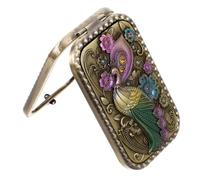 Ipetboom Miroir De Poche Vintage Pliant Métal Cuivre Petit Compact Rétro pour Femmes Usage Voyage