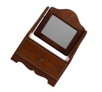 Ipetboom Miroir de Table Bois Naturel avec Tiroir de Rangement Design Français Élégant pour Décoration de Bureau Miroir Maquillage Portable Format pour Chambre Féminine