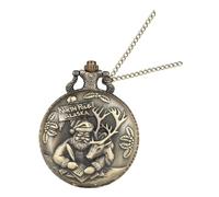 Ipetboom Montre de Poche Père Noël à Quartz Rétro en Alliage Grand Format Chaîne Amovible Horloge Vintage pour Garçon et Filles et Amateurs de Randonnée Camping Chasse - Présent de