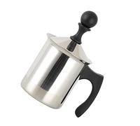Ipetboom Mousseur à Lait Manuel Inox avec Filtre Double Pichet à Mousse de Lait pour Cappuccino Poignée Ergonomique Émulsionneur pour Café