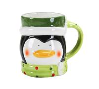 Ipetboom Mug en Céramique de Noël 1 Pièce, Tasse à Café Pingouin, Tasse à Eau en Céramique Alimentaire, Capacité Standard, Motif Festif pour Boissons Chaudes et Déjeuner Hivernal