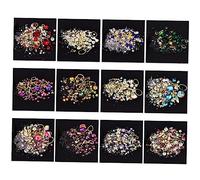Ipetboom Ornements De Manucure Avec Strass Perles De Fée Et Bijoux Mélange Boîte Noire Décoration Rose