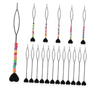 Ipetboom Outil de Tirage de Cheveux 18 Perles pour Tresses Accessoires de Coiffure pour Filles et Femmes Outil Flexible pour Pratique pour Queue de Cheval