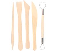 Ipetboom Outils de Sculpture pour Garçon et Filles 2 Ensembles 5 Pièces en Métal et Bois Résistants à L'Usure pour Modelage et Lissage d'Argile Kit Sculpture Poterie Maison Arts