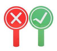 Ipetboom Pagaies de Vote Double Face Résistantes à L'humidité Lot de 2 en Plastique Rouge, Outils D'évaluation en rands Caractères pour Enseignants et Élèves