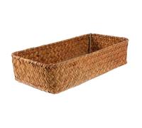 Ipetboom Panier à Couverts Tressé en Paille Orange 26x12x5 Cm, Panier De Rangement Multifonction pour Couverts Et Condiments, Organisateur Compact pour Table Et Bureau