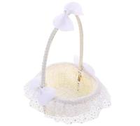 Ipetboom Panier à Fleurs de Cœur pour Mariage Panier de Cérémonie de Mariage en Dentelle Blanche 17x21 Cm et Réutilisable pour Banquet et Fête