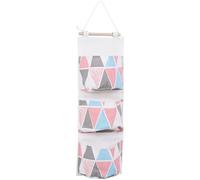 Ipetboom Paquet de Rangement Suspendu en Coton et Lin, Pochette Murale Multifonction 3 Compartiments, Couleur Triangle Clair, Organisateur de Porte pour Chambre, la Cuisine et Salle